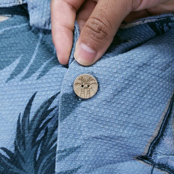 Paradise Blue 100% Silk Blue Beach Surfer Hawaiian Palm Trees Waffle Knit Size M - Picture 9 of 15